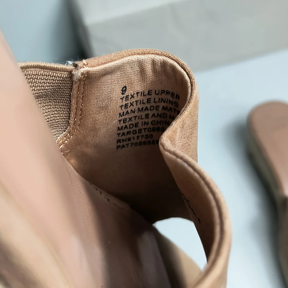 a.new.day Mavis Size 9 Tan Espadrille Wedges Slide Sandals Shoes Boho